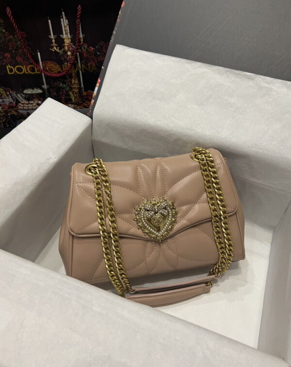 Dolce & Gabbana Large Devotion Shoulder Bag In Quilted Nappa Beige For Women 11.4in/29cm DG
