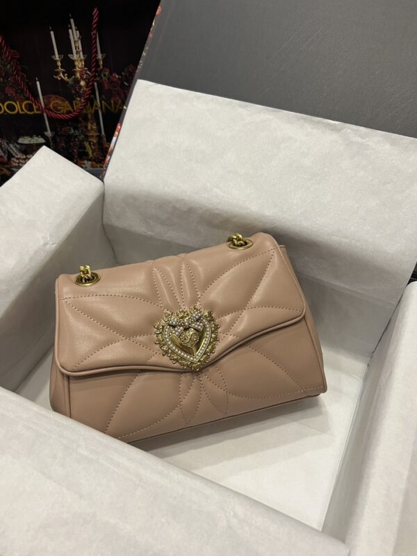 Dolce & Gabbana Large Devotion Shoulder Bag In Quilted Nappa Beige For Women 11.4in/29cm DG