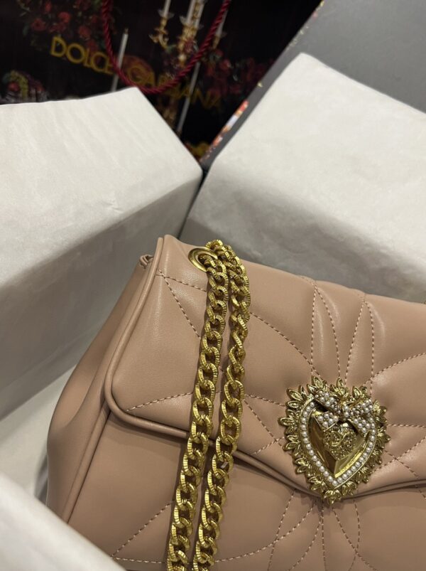Dolce & Gabbana Large Devotion Shoulder Bag In Quilted Nappa Beige For Women 11.4in/29cm DG