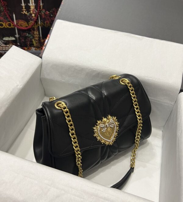Dolce & Gabbana Large Devotion Shoulder Bag In Quilted Nappa Black For Women 11.4in/29cm DG