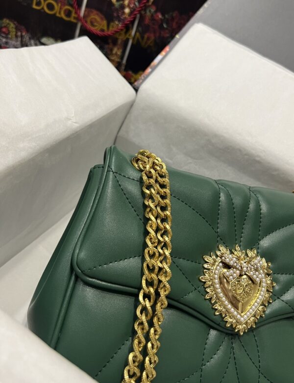 Dolce & Gabbana Large Devotion Shoulder Bag In Quilted Nappa Green For Women 11.4in/29cm DG