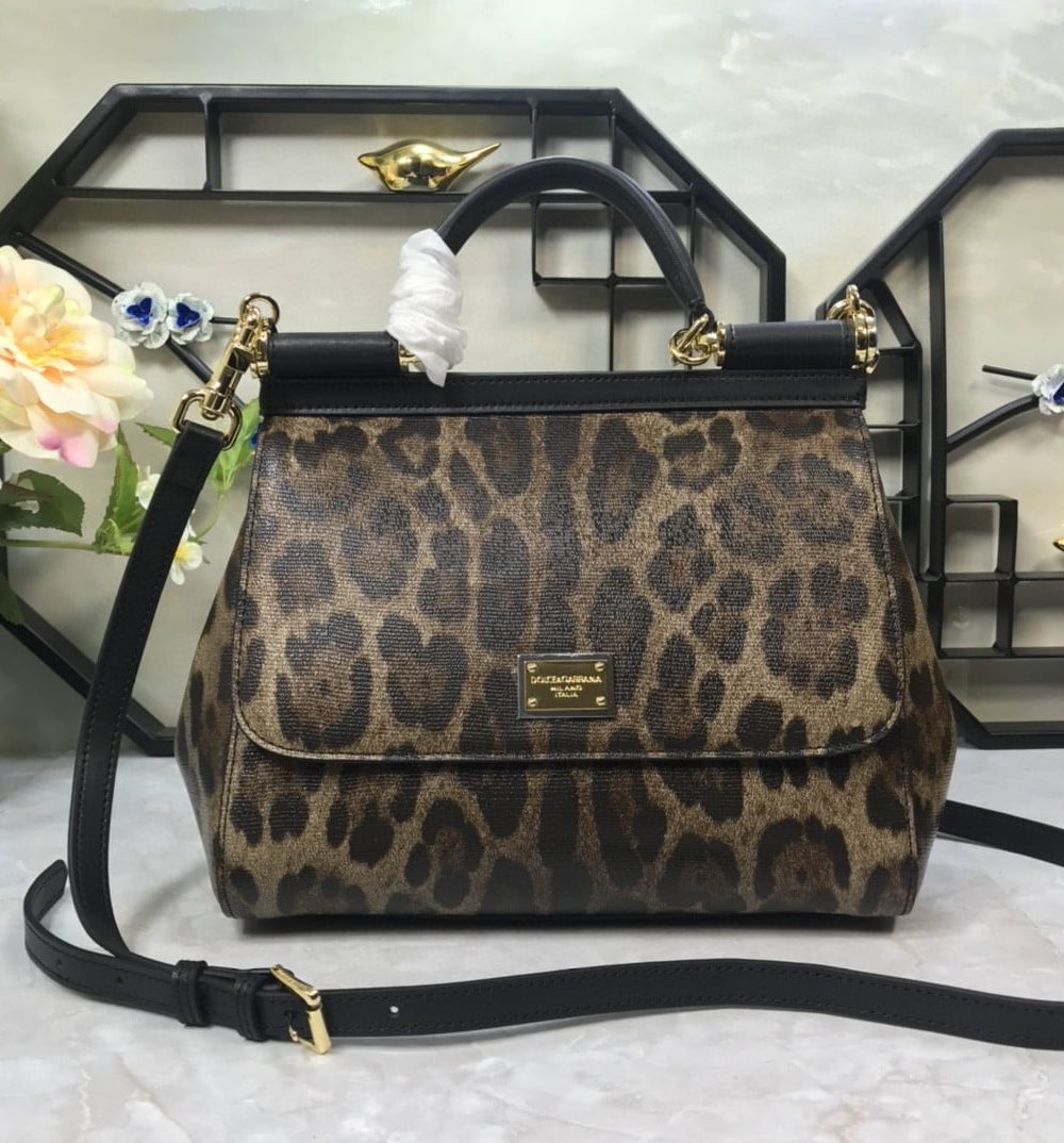 Dolce & Gabbana Leopard Print Medium Sicily Top Handle Bag Muticolour For Women 9.8in/25cm DG
