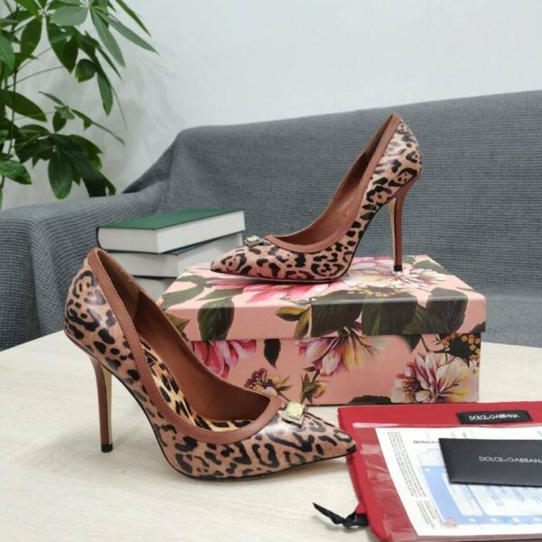 Dolce & Gabbana Leopard-Print Pumps Brown For Women DG Shoes CD1583AW384HYNBM