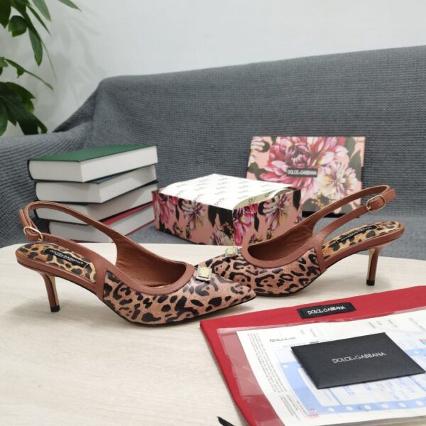 Dolce & Gabbana Leopard-Print Slingbacks Brown For Women DG Shoes CG0456AW384HYNBM