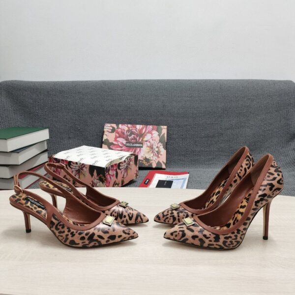 Dolce & Gabbana Leopard-Print Slingbacks Brown For Women DG Shoes CG0456AW384HYNBM