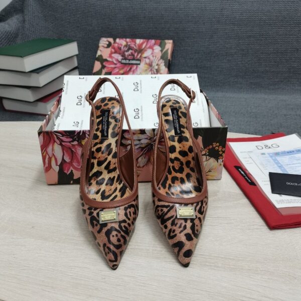 Dolce & Gabbana Leopard-Print Slingbacks Brown For Women DG Shoes CG0456AW384HYNBM