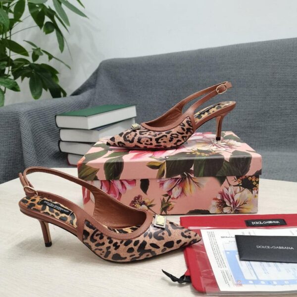 Dolce & Gabbana Leopard-Print Slingbacks Brown For Women DG Shoes CG0456AW384HYNBM