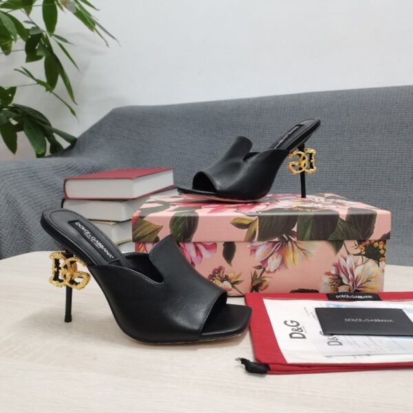 Dolce & Gabbana Lguana-Print Mules Black For Women DG Shoes