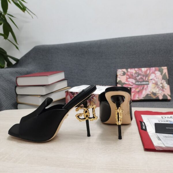 Dolce & Gabbana Lguana-Print Mules Black For Women DG Shoes