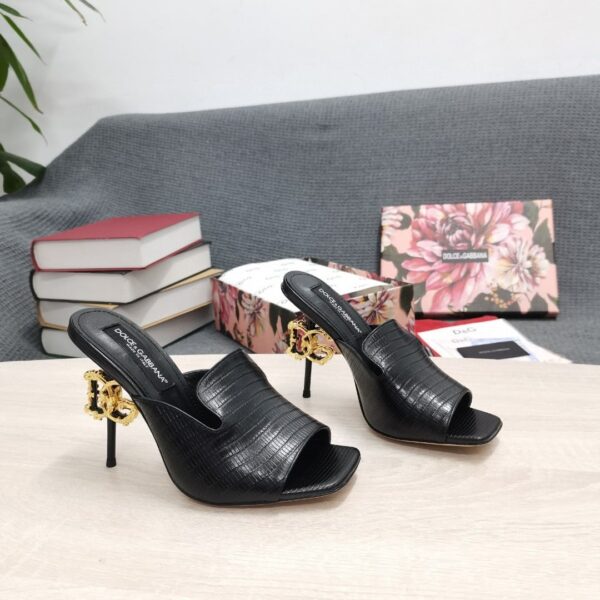 Dolce & Gabbana Lguana-Print Mules Black For Women DG Shoes