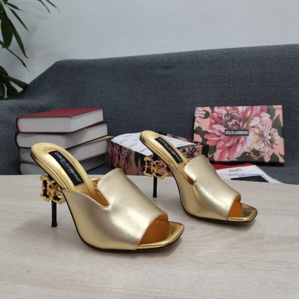 Dolce & Gabbana Lguana-Print Mules Gold For Women DG Shoes