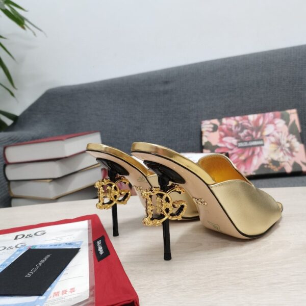 Dolce & Gabbana Lguana-Print Mules Gold For Women DG Shoes