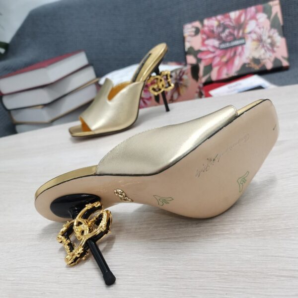 Dolce & Gabbana Lguana-Print Mules Gold For Women DG Shoes