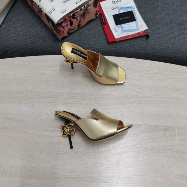 Dolce & Gabbana Lguana-Print Mules Gold For Women DG Shoes
