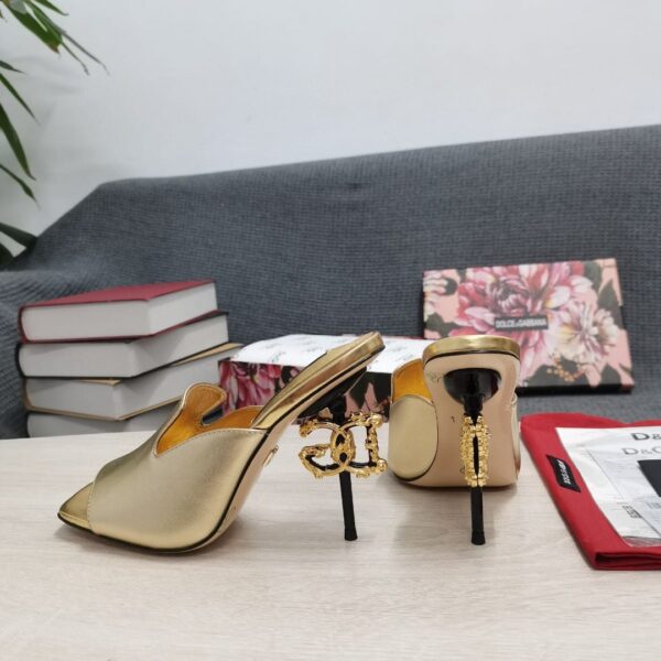 Dolce & Gabbana Lguana-Print Mules Gold For Women DG Shoes