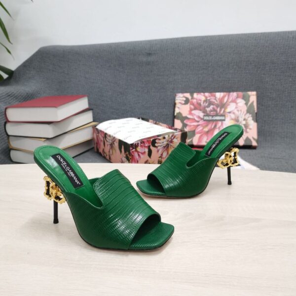 Dolce & Gabbana Lguana-Print Mules Green For Women DG Shoes