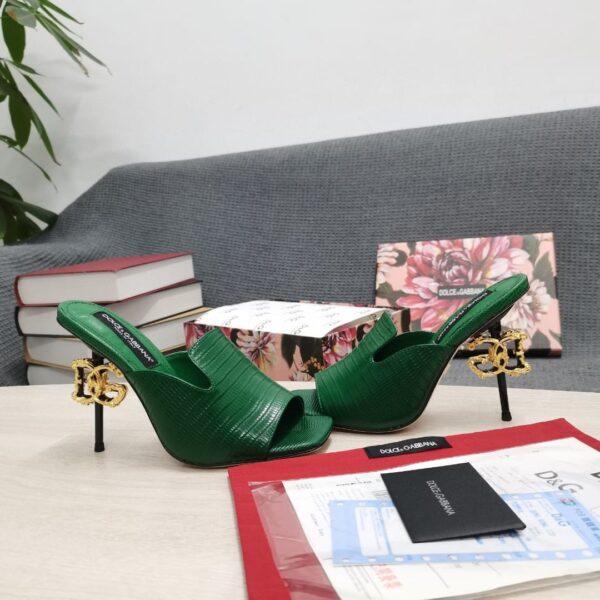 Dolce & Gabbana Lguana-Print Mules Green For Women DG Shoes