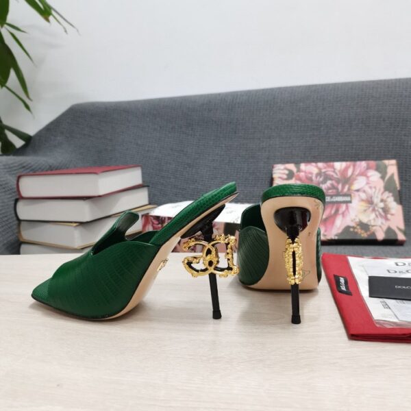 Dolce & Gabbana Lguana-Print Mules Green For Women DG Shoes