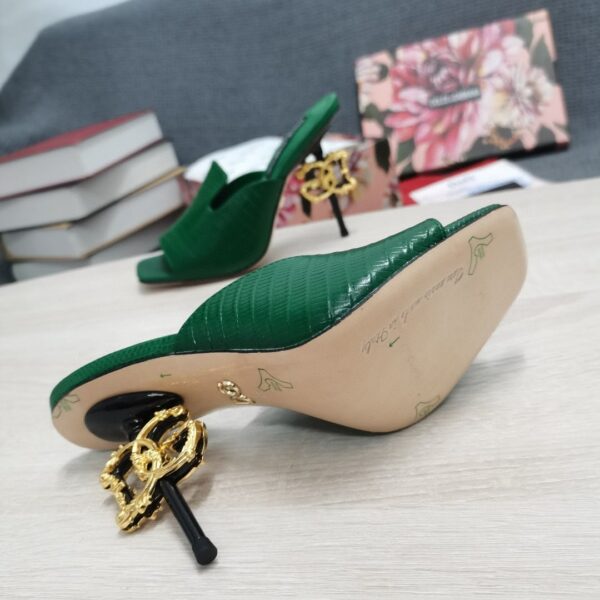 Dolce & Gabbana Lguana-Print Mules Green For Women DG Shoes