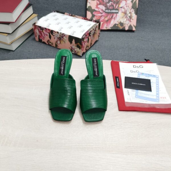 Dolce & Gabbana Lguana-Print Mules Green For Women DG Shoes
