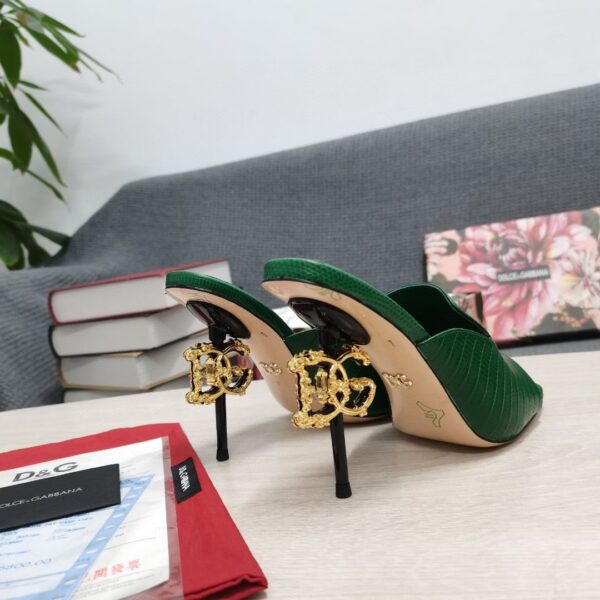 Dolce & Gabbana Lguana-Print Mules Green For Women DG Shoes