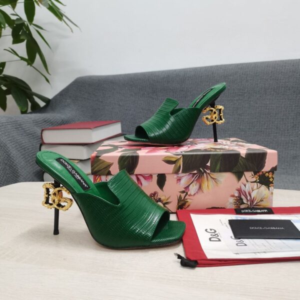 Dolce & Gabbana Lguana-Print Mules Green For Women DG Shoes