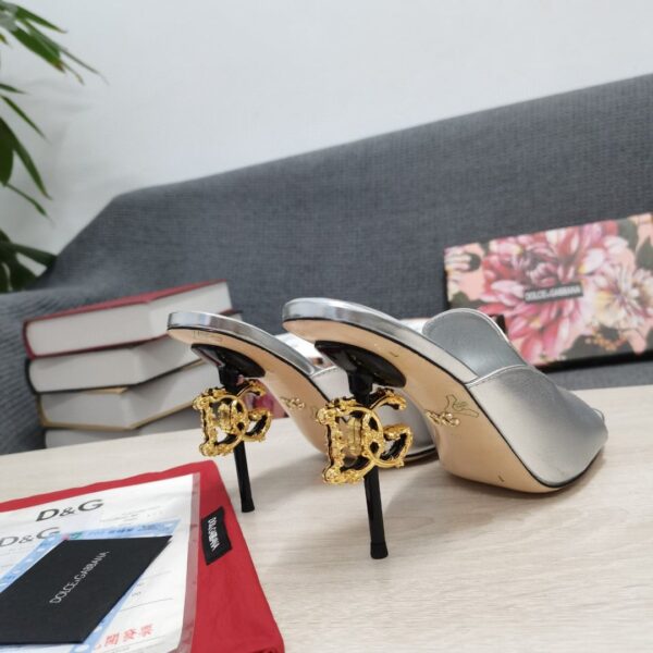 Dolce & Gabbana Lguana-Print Mules Silver For Women DG Shoes