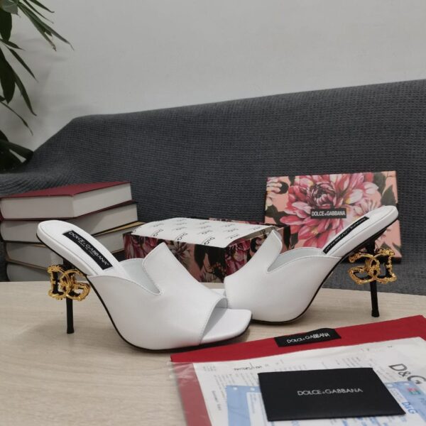 Dolce & Gabbana Lguana-Print Mules White For Women DG Shoes
