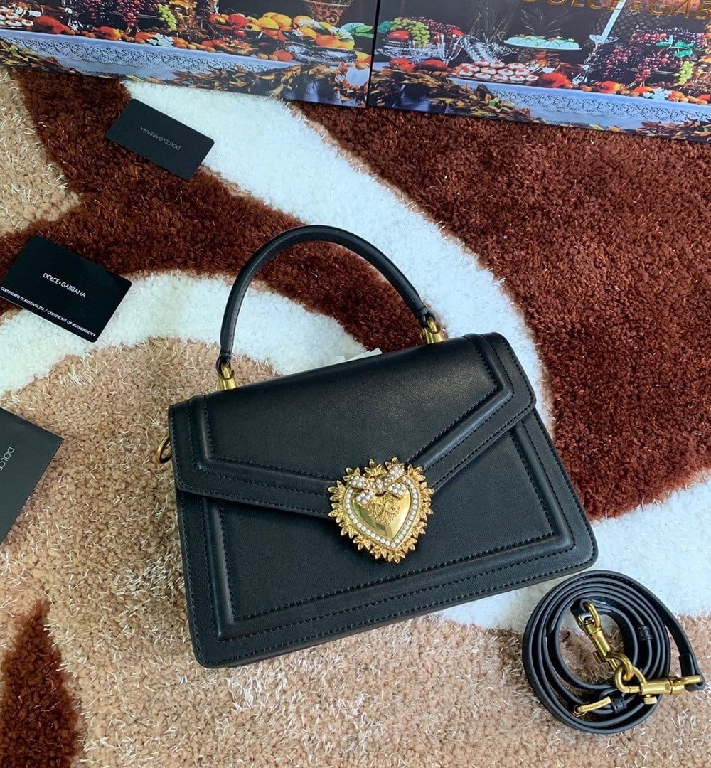Dolce & Gabbana Medium Devotion Bag Black For Women 9.4in/24cm DG