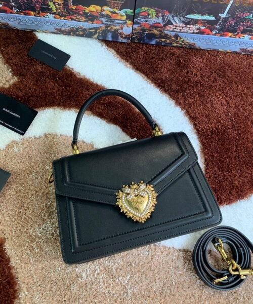 Dolce & Gabbana Medium Devotion Bag Black For Women 9.4in/24cm DG