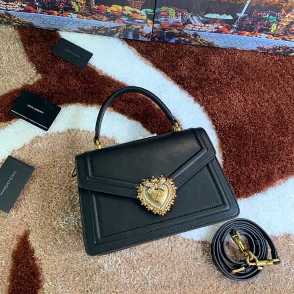 Dolce & Gabbana Medium Devotion Bag Black For Women 9.4in/24cm DG