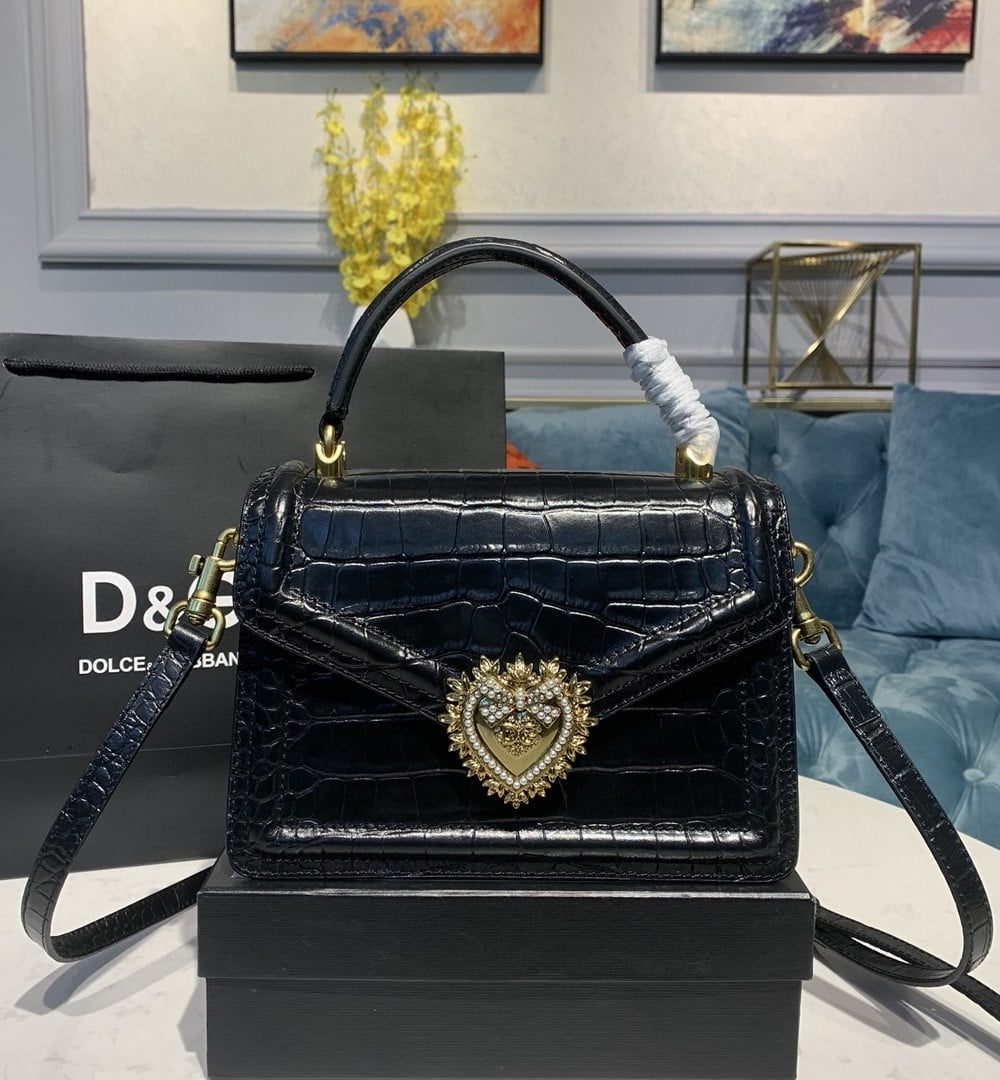 Dolce & Gabbana Medium Devotion Bag Black For Women 9.5in/24cm