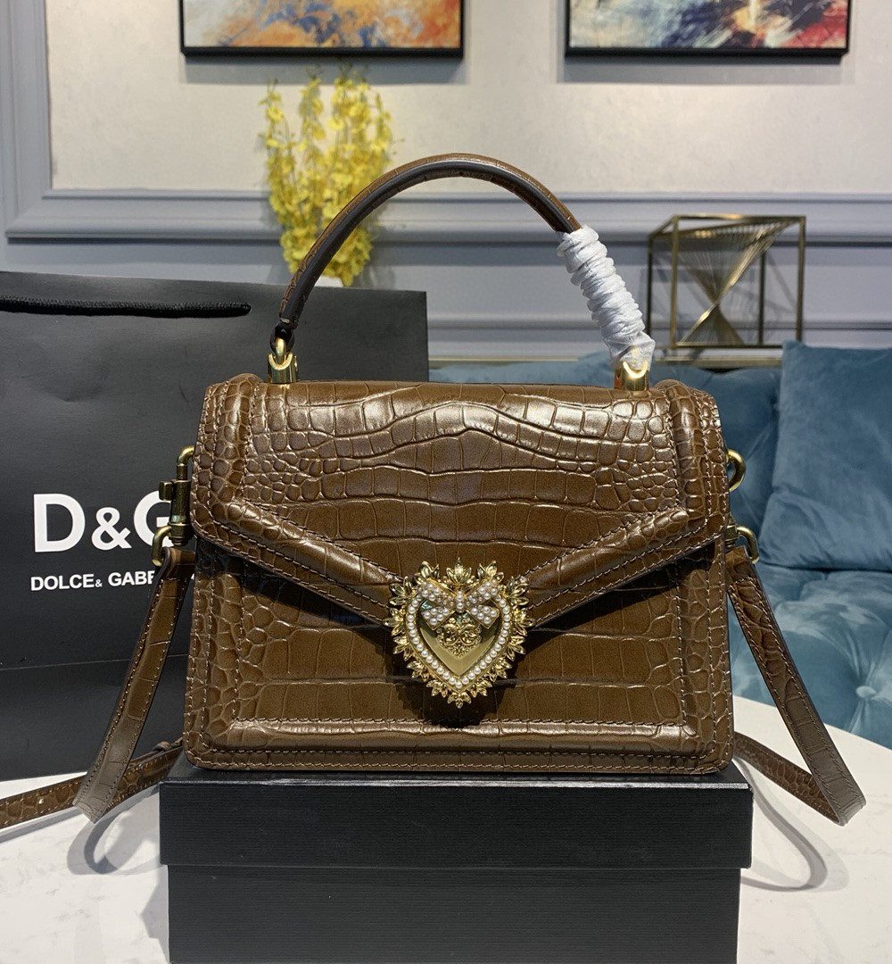 Dolce & Gabbana Medium Devotion Bag Brown For Women 9.5in/24cm
