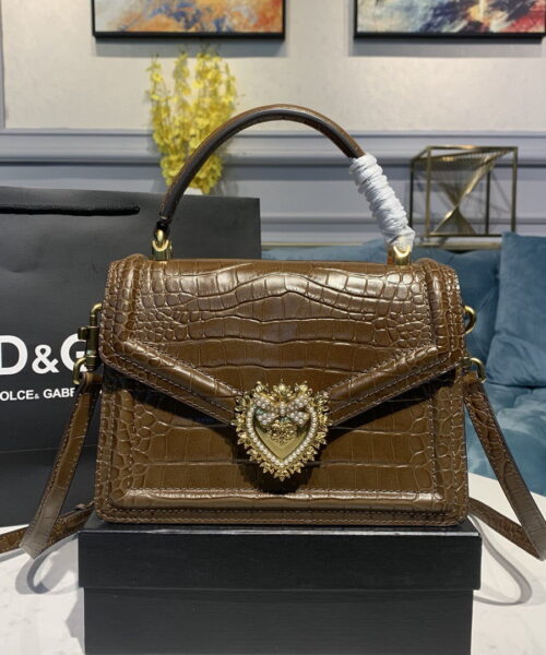 Dolce & Gabbana Medium Devotion Bag Brown For Women 9.5in/24cm