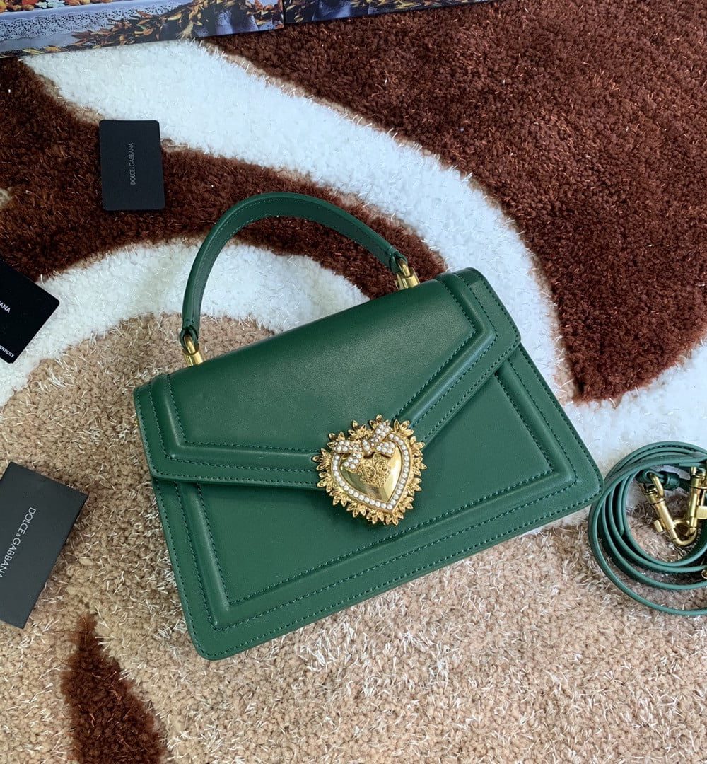 Dolce & Gabbana Medium Devotion Bag Green For Women 9.4in/24cm DG
