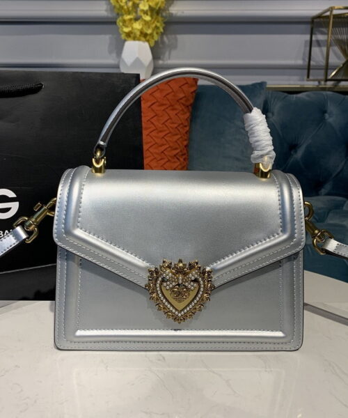 Dolce & Gabbana Medium Devotion Bag Silver For Women 9.5in/24cm