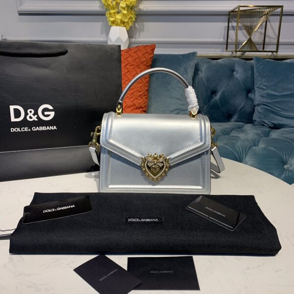 Dolce & Gabbana Medium Devotion Bag Silver For Women 9.5in/24cm