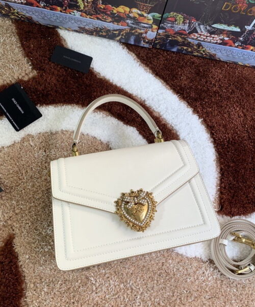 Dolce & Gabbana Medium Devotion Bag White For Women 9.4in/24cm DG