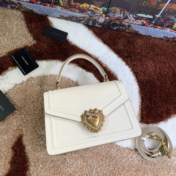 Dolce & Gabbana Medium Devotion Bag White For Women 9.4in/24cm DG