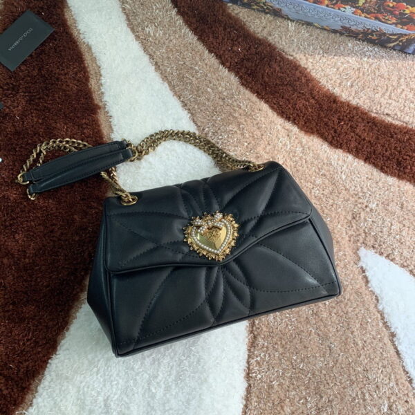 Dolce & Gabbana Medium Devotion Shoulder Bag In Quilted Nappa Black For Women 10.2in/26cm DG