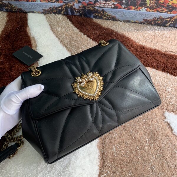 Dolce & Gabbana Medium Devotion Shoulder Bag In Quilted Nappa Black For Women 10.2in/26cm DG
