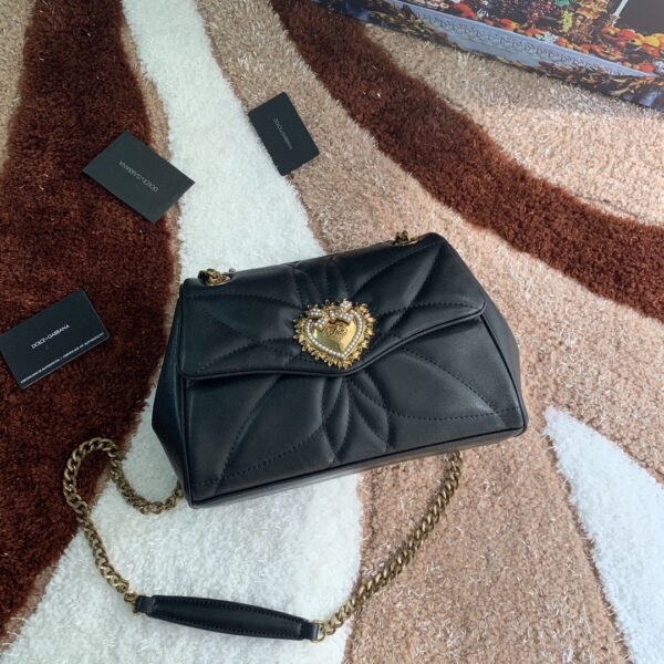 Dolce & Gabbana Medium Devotion Shoulder Bag In Quilted Nappa Black For Women 10.2in/26cm DG