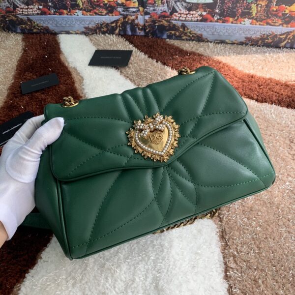 Dolce & Gabbana Medium Devotion Shoulder Bag In Quilted Nappa Green For Women 10.2in/26cm DG