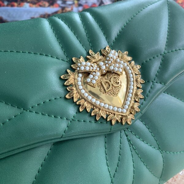 Dolce & Gabbana Medium Devotion Shoulder Bag In Quilted Nappa Green For Women 10.2in/26cm DG