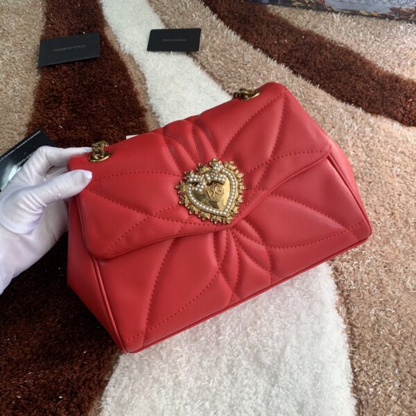 Dolce & Gabbana Medium Devotion Shoulder Bag In Quilted Nappa Red For Women 10.2in/26cm DG