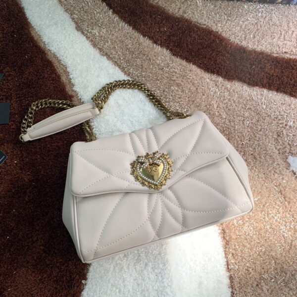 Dolce & Gabbana Medium Devotion Shoulder Bag In Quilted Nappa White For Women 10.2in/26cm DG
