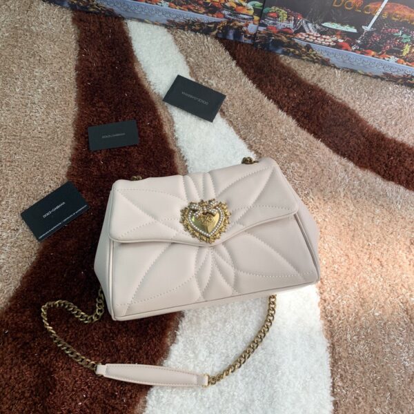 Dolce & Gabbana Medium Devotion Shoulder Bag In Quilted Nappa White For Women 10.2in/26cm DG