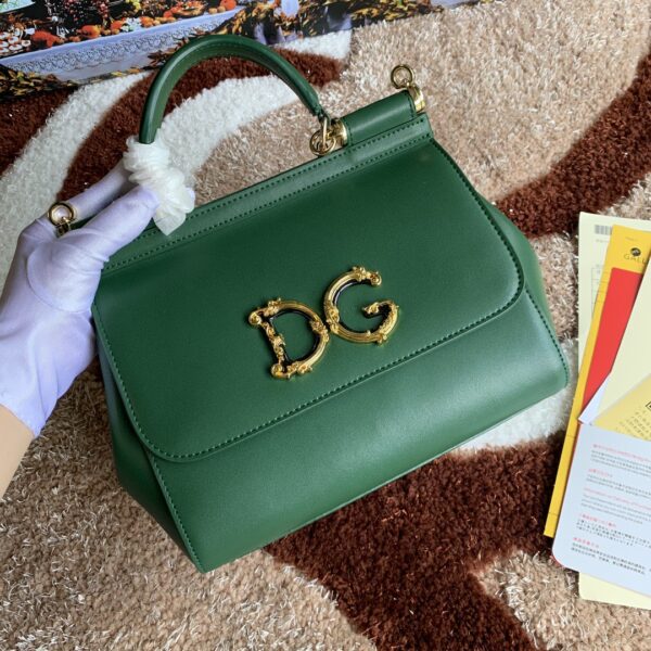 Dolce & Gabbana Medium DG Handbag In Dauphine Green For Women 10.2in/26cm DG