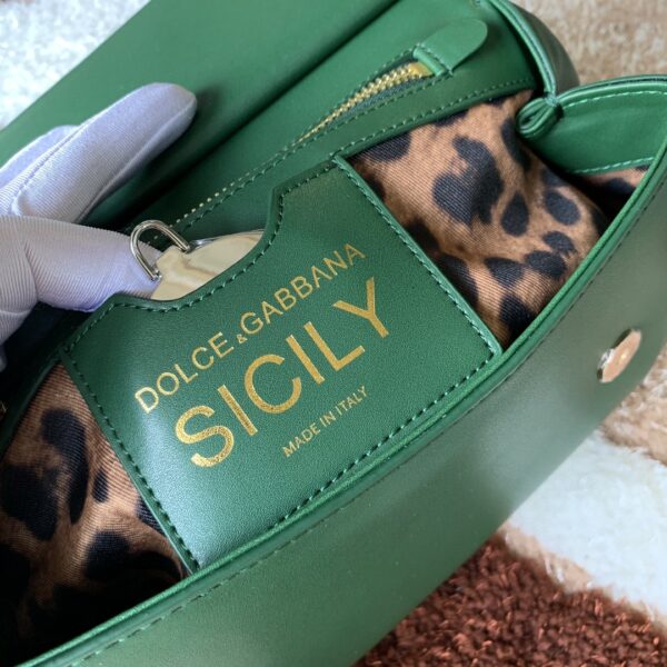 Dolce & Gabbana Medium DG Handbag In Dauphine Green For Women 10.2in/26cm DG