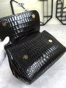 Dolce & Gabbana Medium Sicily Bag In Foiled Crocodile-Print Black For Women 10.2in/26cm DG